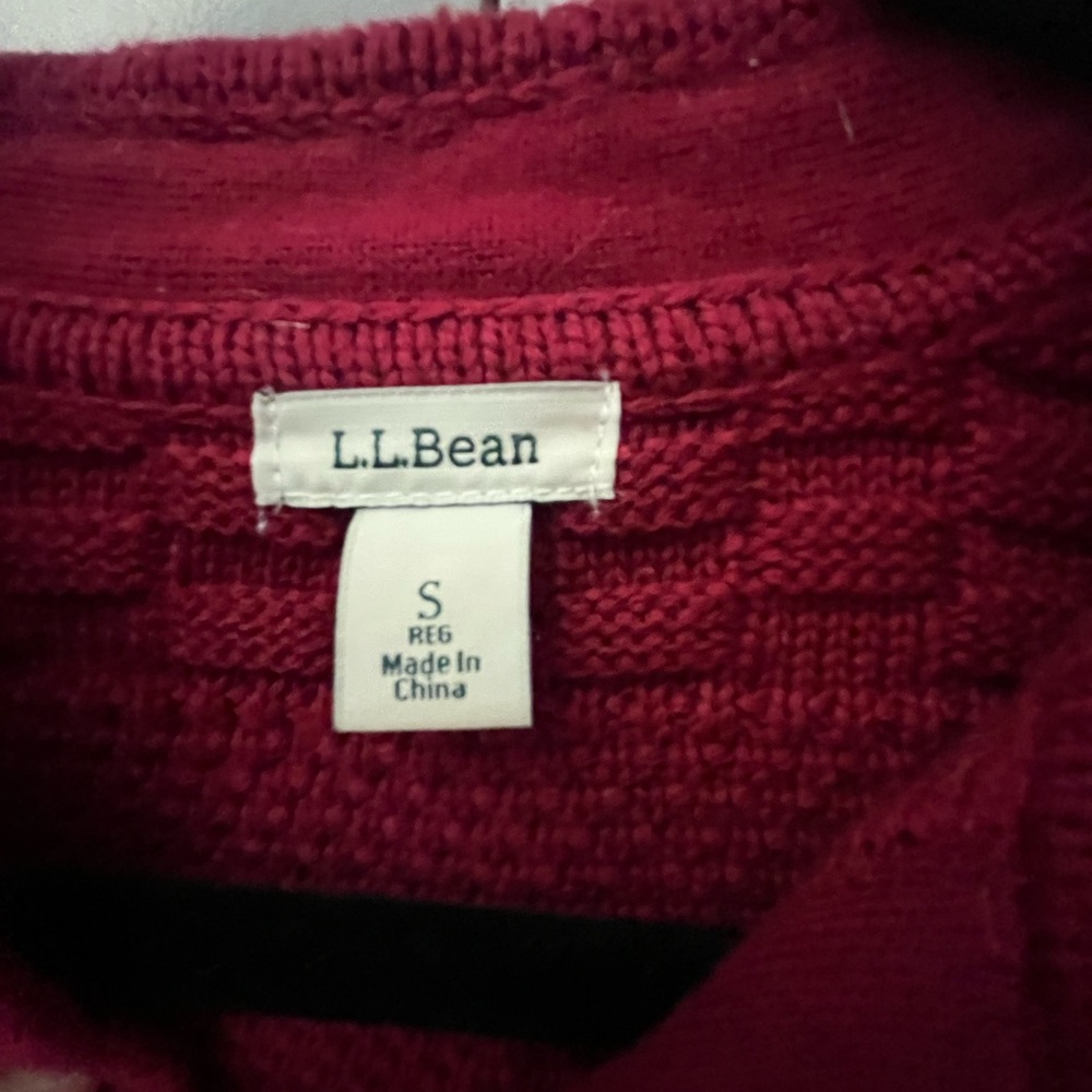Vintage L.L. Bean Deep Red Knit Cardigan New England preppy Nordic cableknit S - Picture 3 of 6